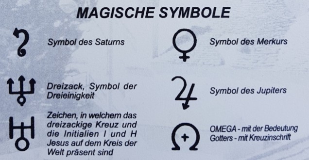Abbildung 8: Magische Symbole (abfotografiert von Handzettel, gekauft am 09.10.18 in Alberobello)